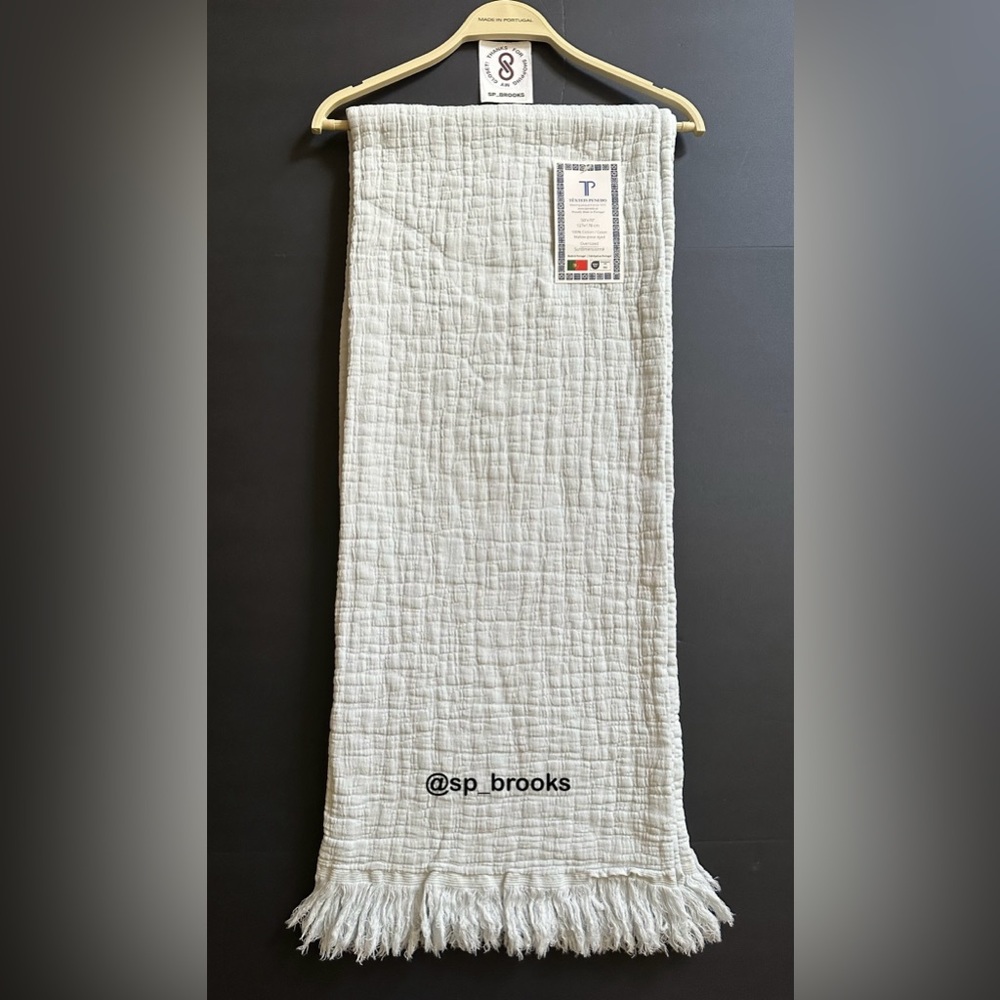 🎁Texteis Penedo Throw Blanket - 100% Cotton - Blue Ice Mallow